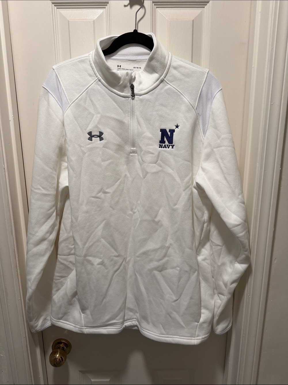 Under Armour White Pullover with Navy 'N' Logo